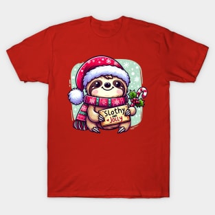 Slothy and Jolly - Cute Christmas sloth T-Shirt